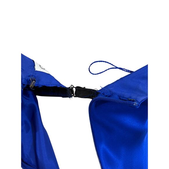 Y2K cache royal blue silk dress turquoise beaded halter gown sz 2 prom boho - Picture 9 of 13